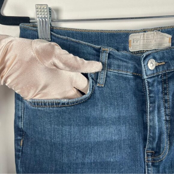 FREE PEOPLE Skinny Destroyed Big Holes Stretch‎ Denim Jeans Size 28 - Picture 7 of 10